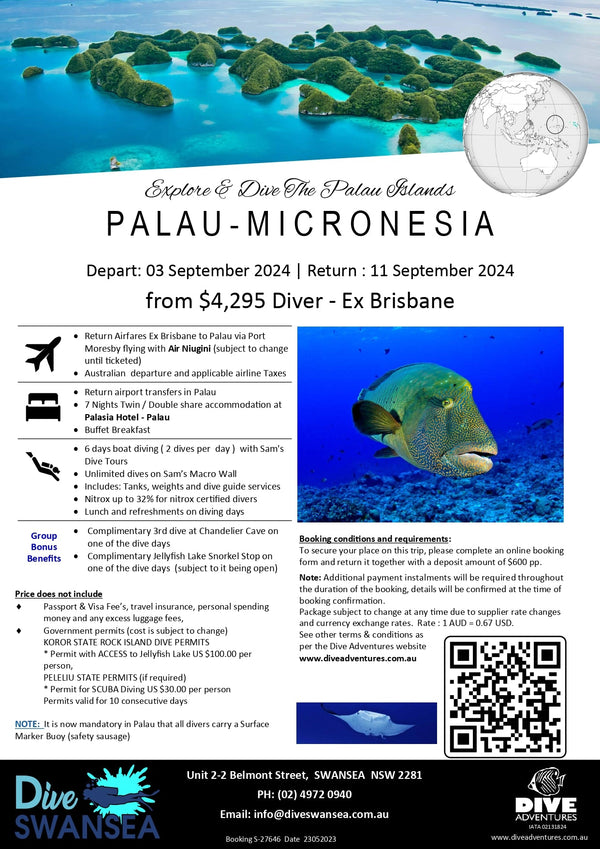 Palau Sept 3rd to 11th Sept 2024