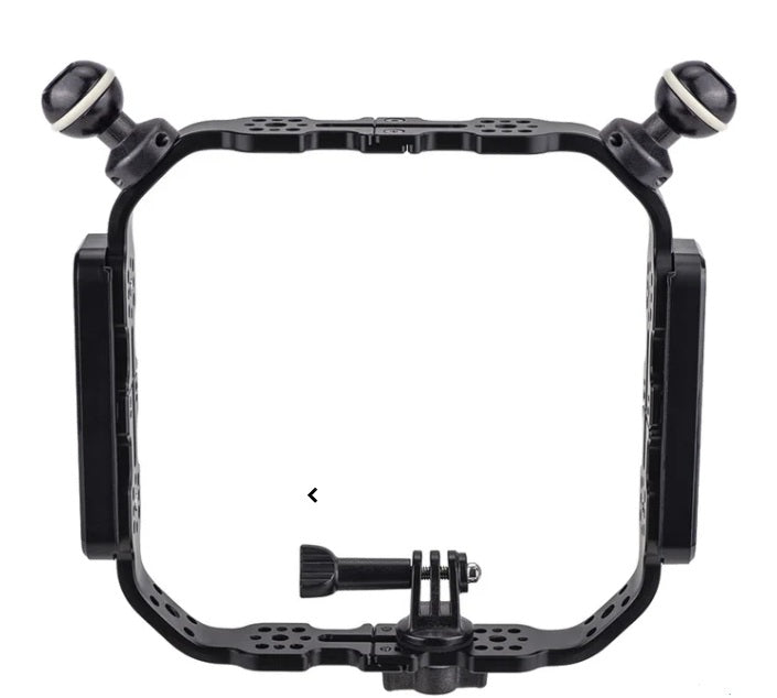 AOI - Black camera cage with spherical knobs on a white background