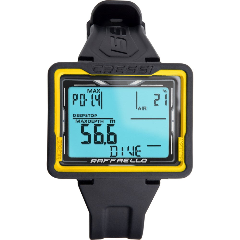 CRESSI Raffaello Diving Computer Black/White - Ordinateur De Plongée Unisex Avec Grand Écran Rectangulaire à Contraste Élevé Pour Une Lisibilité Optimale Des Données, Noir/Blanc, Taille Unique