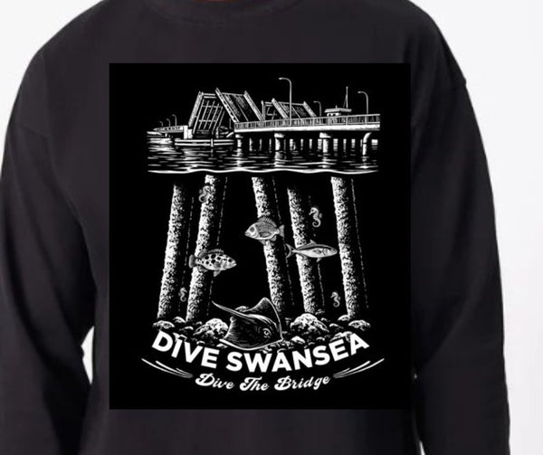 Dive Swansea Bridge Tee Shirt Black Long Sleeve